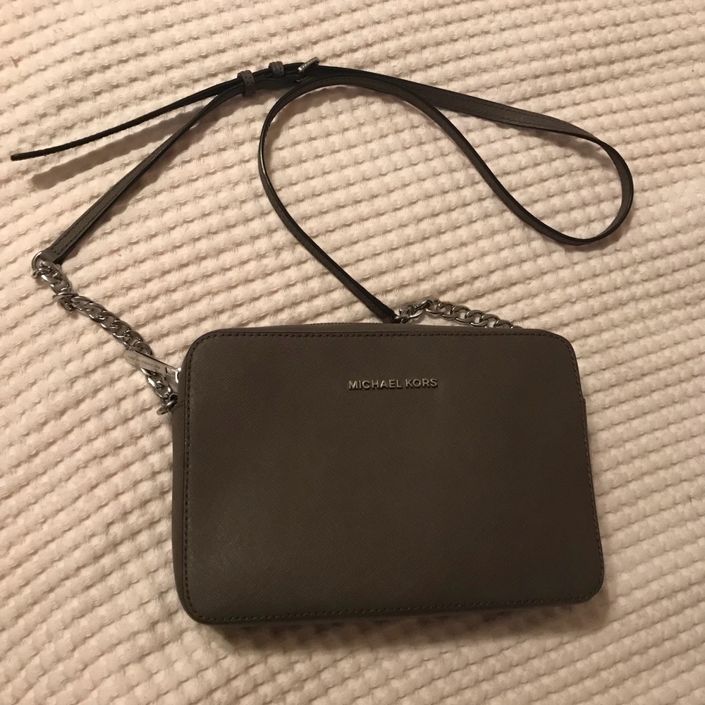 Michael Kors Grey and Silver Crossbody Purse